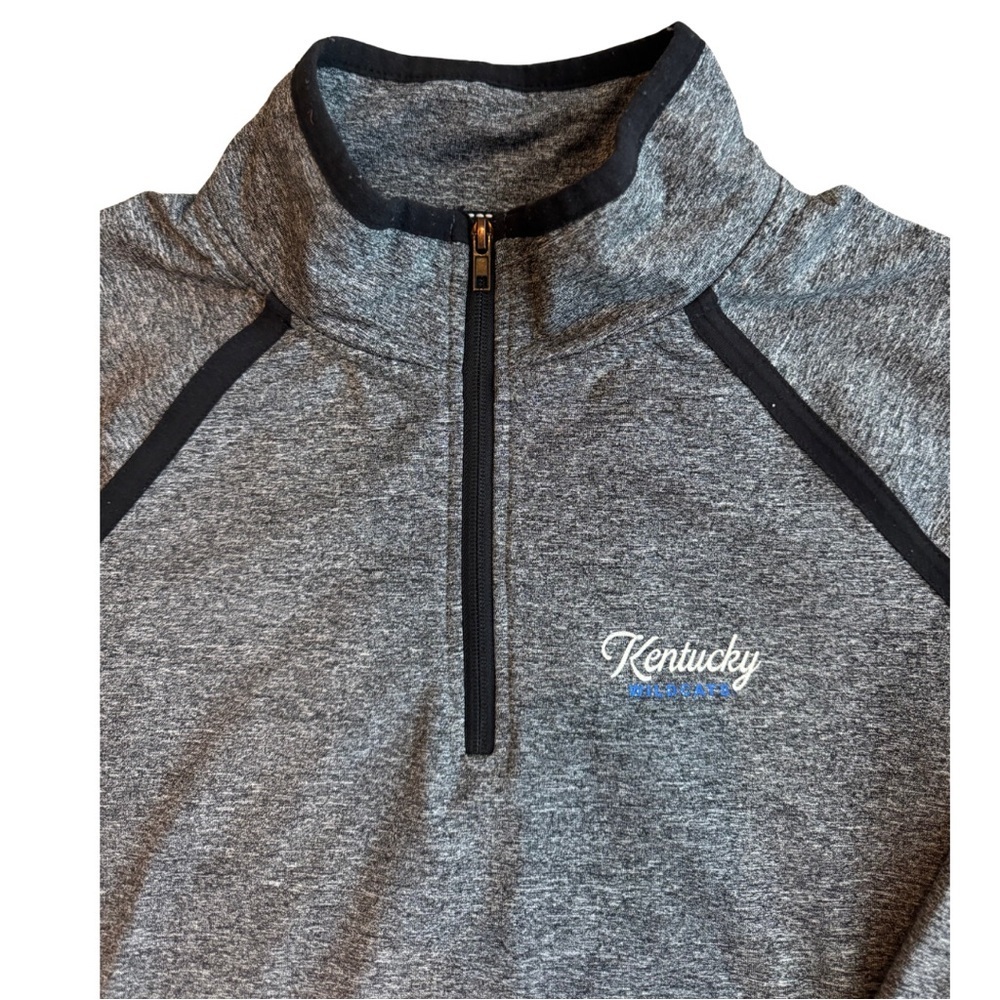 Kentucky Wildcat 1/4 Zip Long Sleeve Thumb Holes Gray Pullover Large camp David